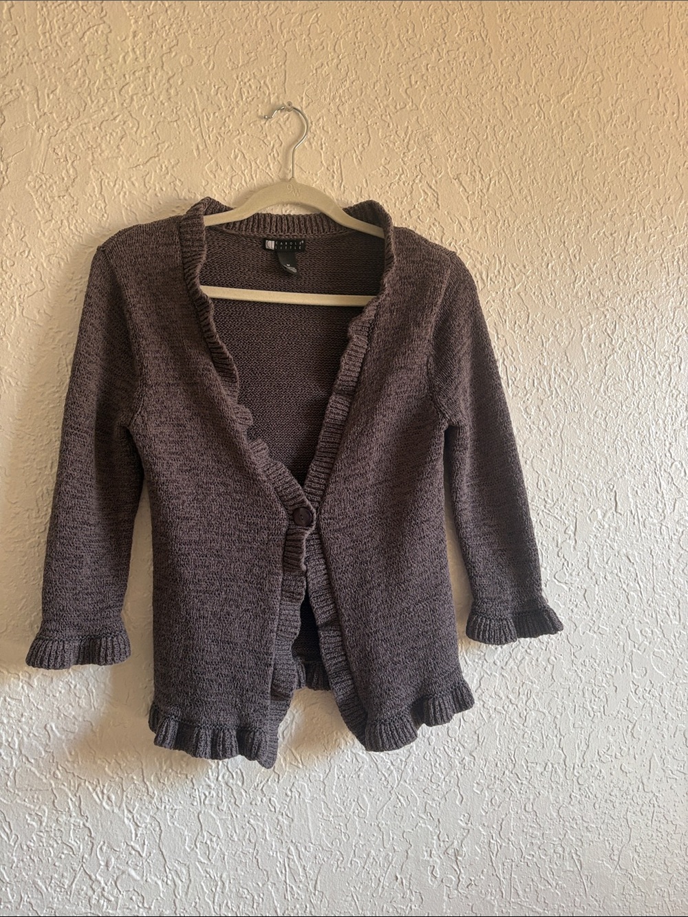 Carole Little Ruffled Open-Front Cardigan